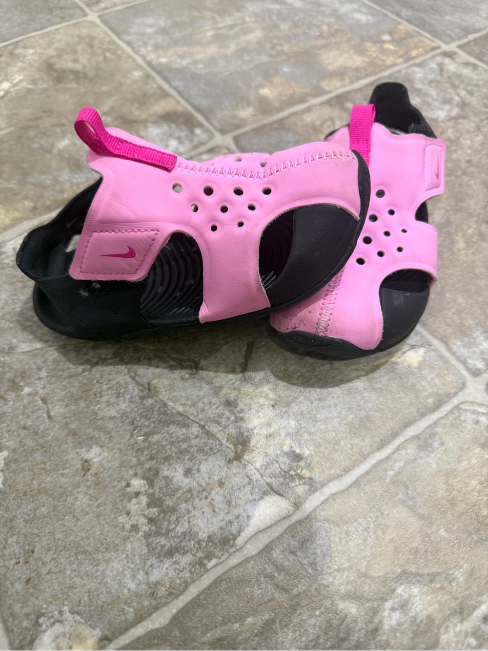 Nike Kids Pink and Black Slip-On Water Sandals